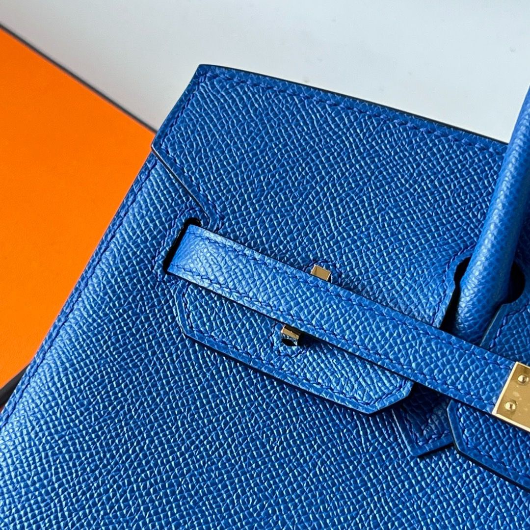 Hermes Birkin 25 Sellier Handmade Bag In Blue France Epsom Calfskin - Image 4