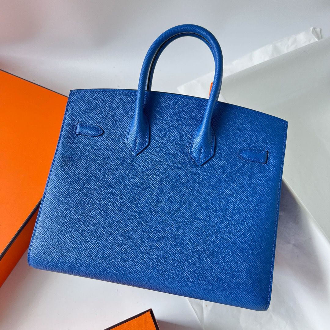 Hermes Birkin 25 Sellier Handmade Bag In Blue France Epsom Calfskin - Image 6