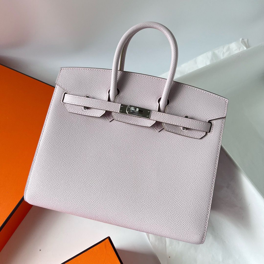 Hermes Birkin 25 Sellier Handmade Bag In Mauve Pale Epsom Calfskin - Image 3