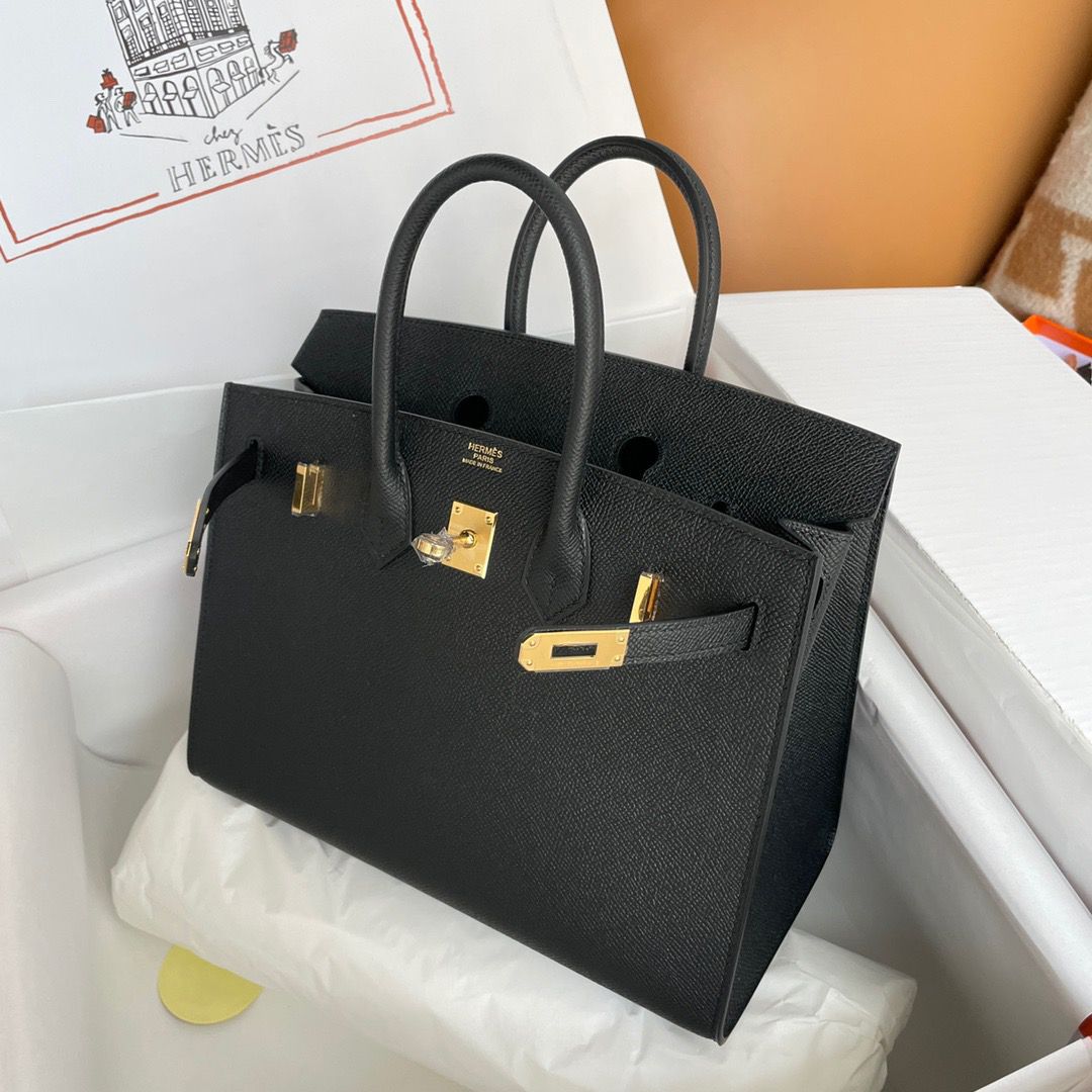 Hermes Birkin 25 Sellier Handmade Bag In Black Epsom Calfskin - Image 8