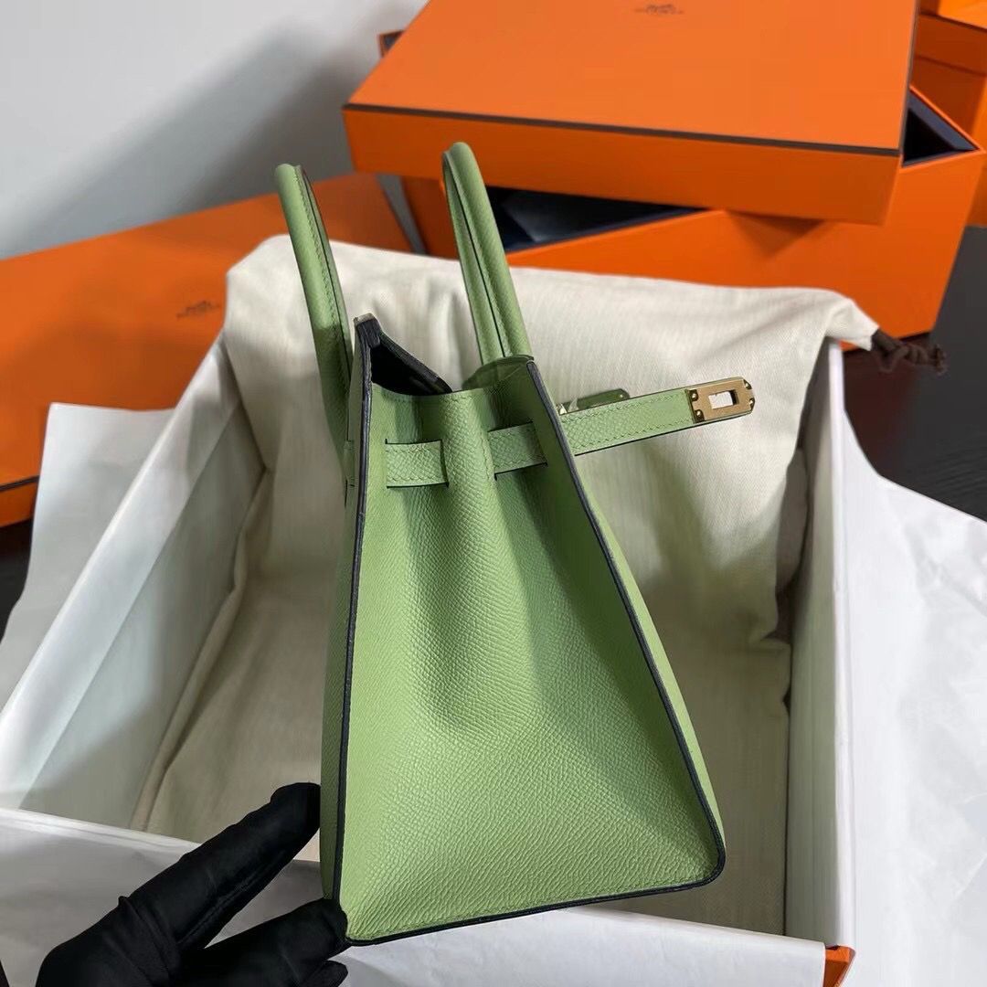 Hermes Birkin 25 Sellier Handmade Bag In Vert Criquet Epsom Calfskin - Image 10