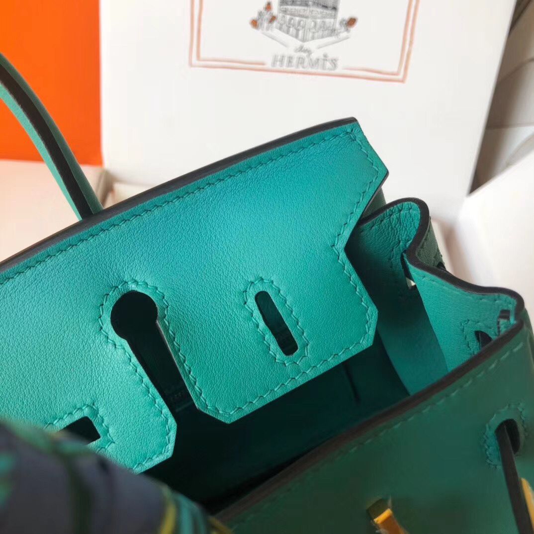 Hermes Birkin 25 Handmade Bag In Malachite Swift Leather - Image 4