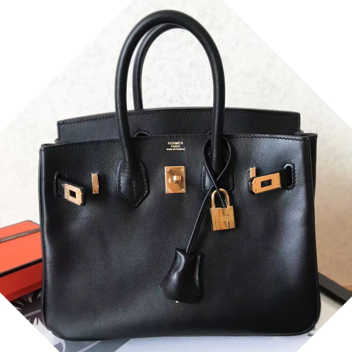 Hermes Birkin 25 Handmade Bag In Black Swift Leather