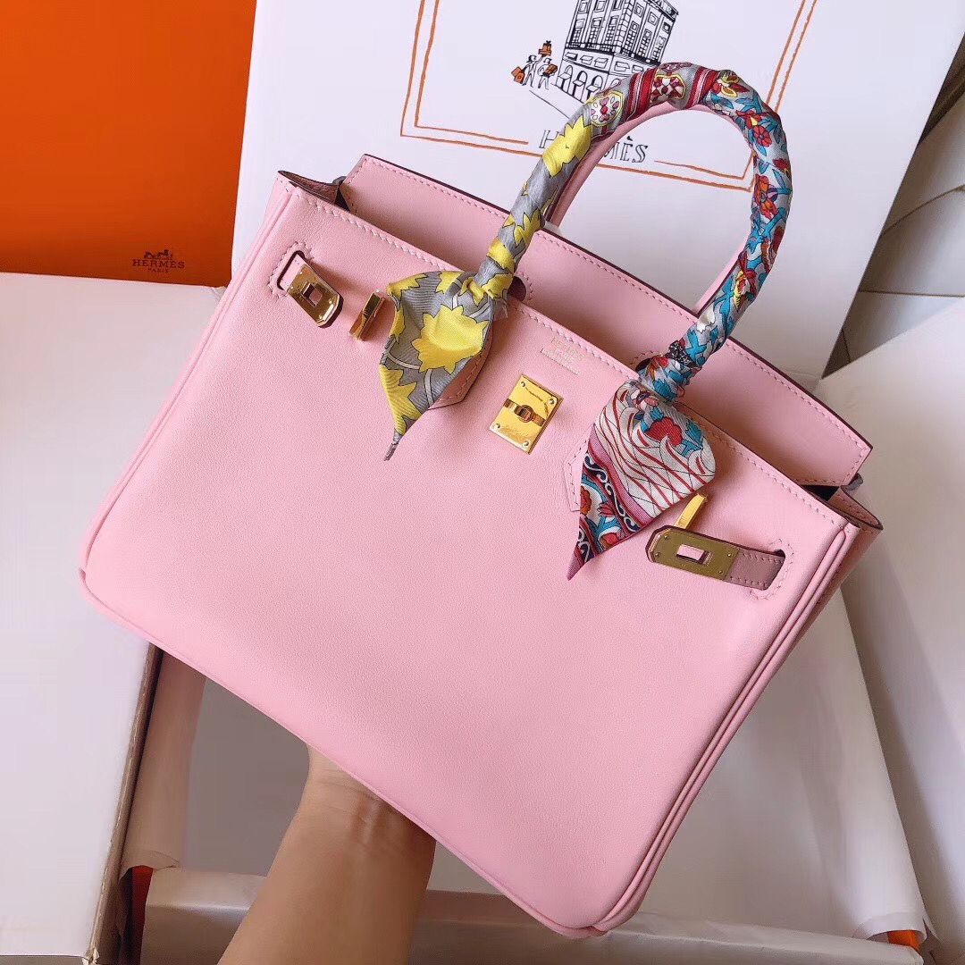 Hermes Birkin 25 Handmade Bag In Pink Swift Leather - Image 9