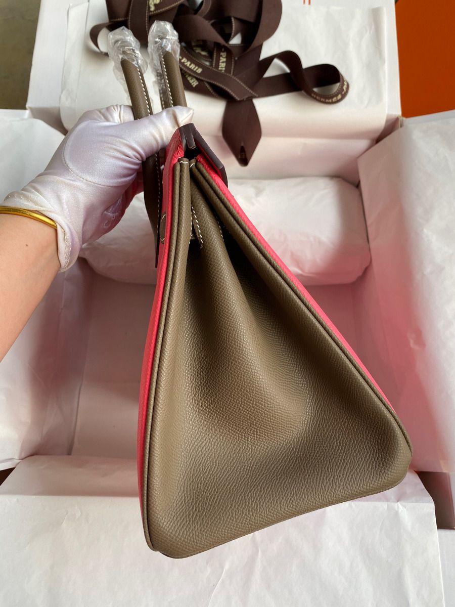 Hermes HSS Birkin 30 Bicolor Bag in Rose Lipstick and Taupe Epsom Calfskin - Image 6
