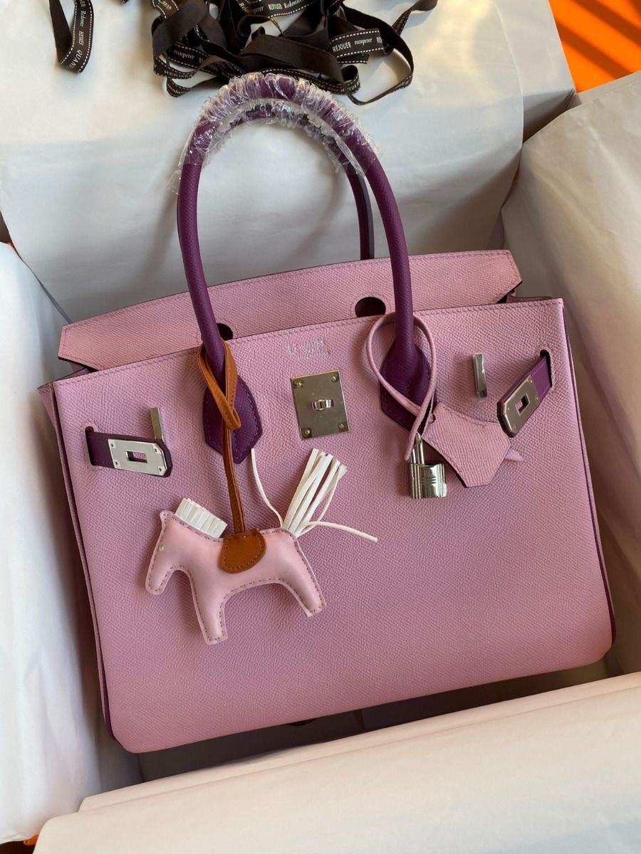 Hermes HSS Birkin 30 Bicolor Bag in Mauve Sylvestre and Anemone Epsom Calfskin - Image 10