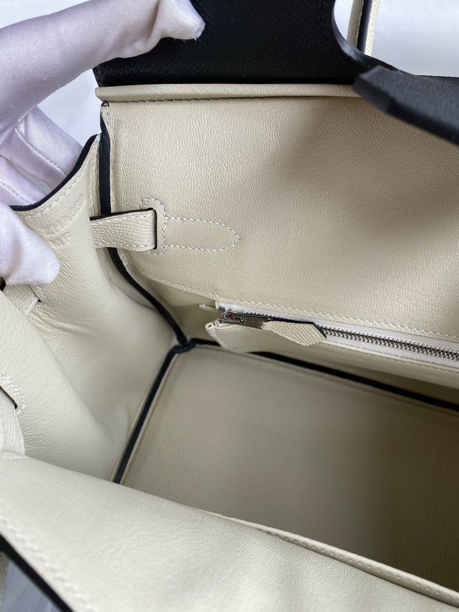Hermes HSS Birkin 30 Bicolor Bag in Black and Craie Epsom Calfskin - Image 10