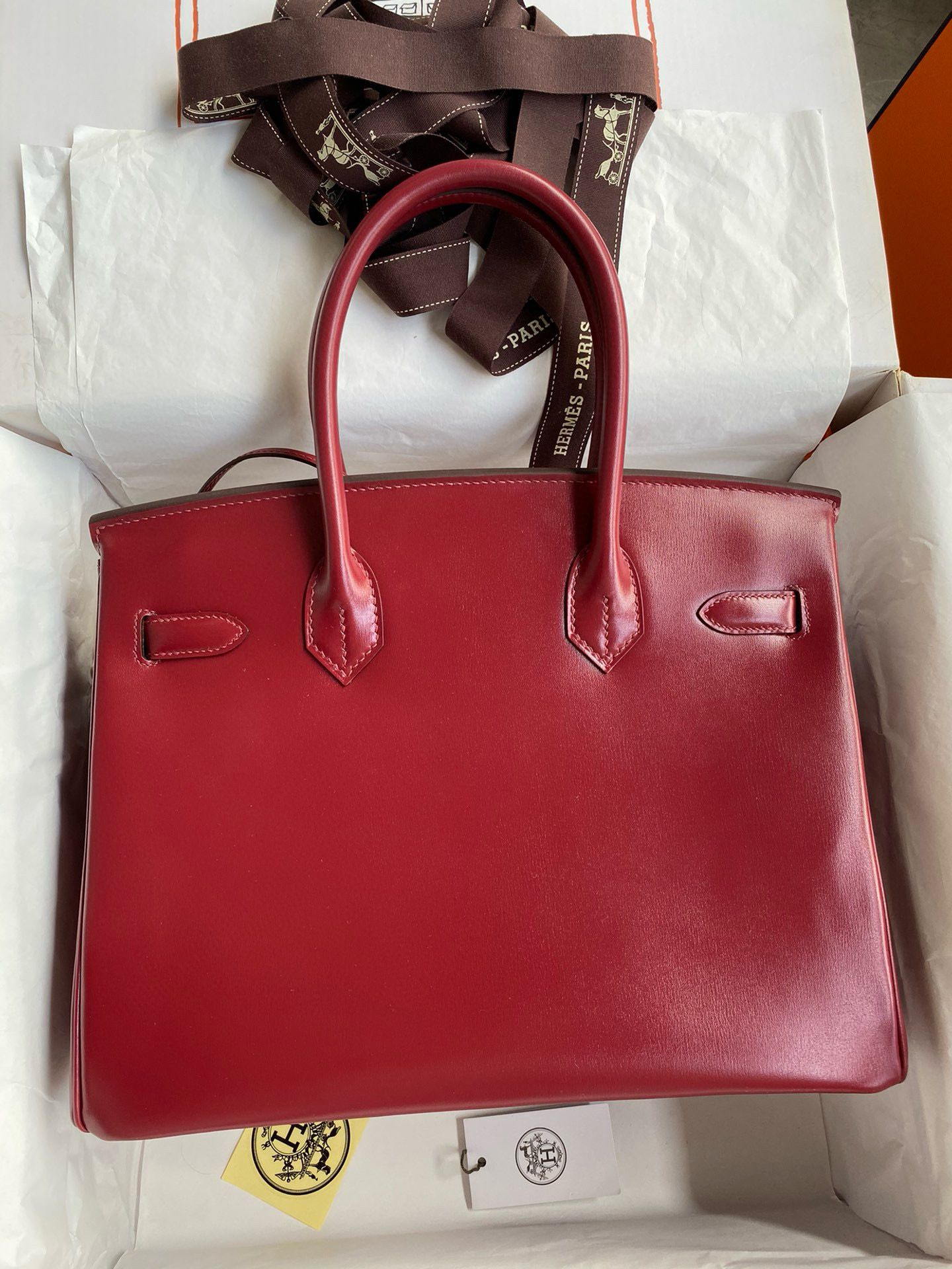 Hermes Birkin 30 Retourne Handmade Bag in Rouge H Box Calfskin - Image 3