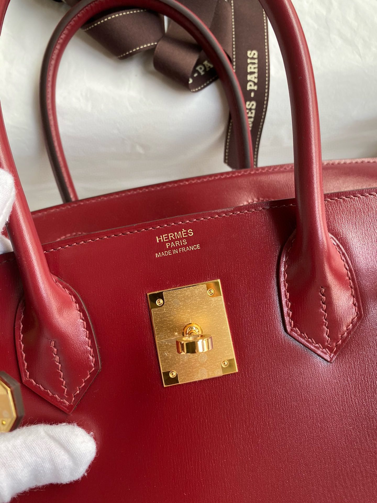 Hermes Birkin 30 Retourne Handmade Bag in Rouge H Box Calfskin - Image 7