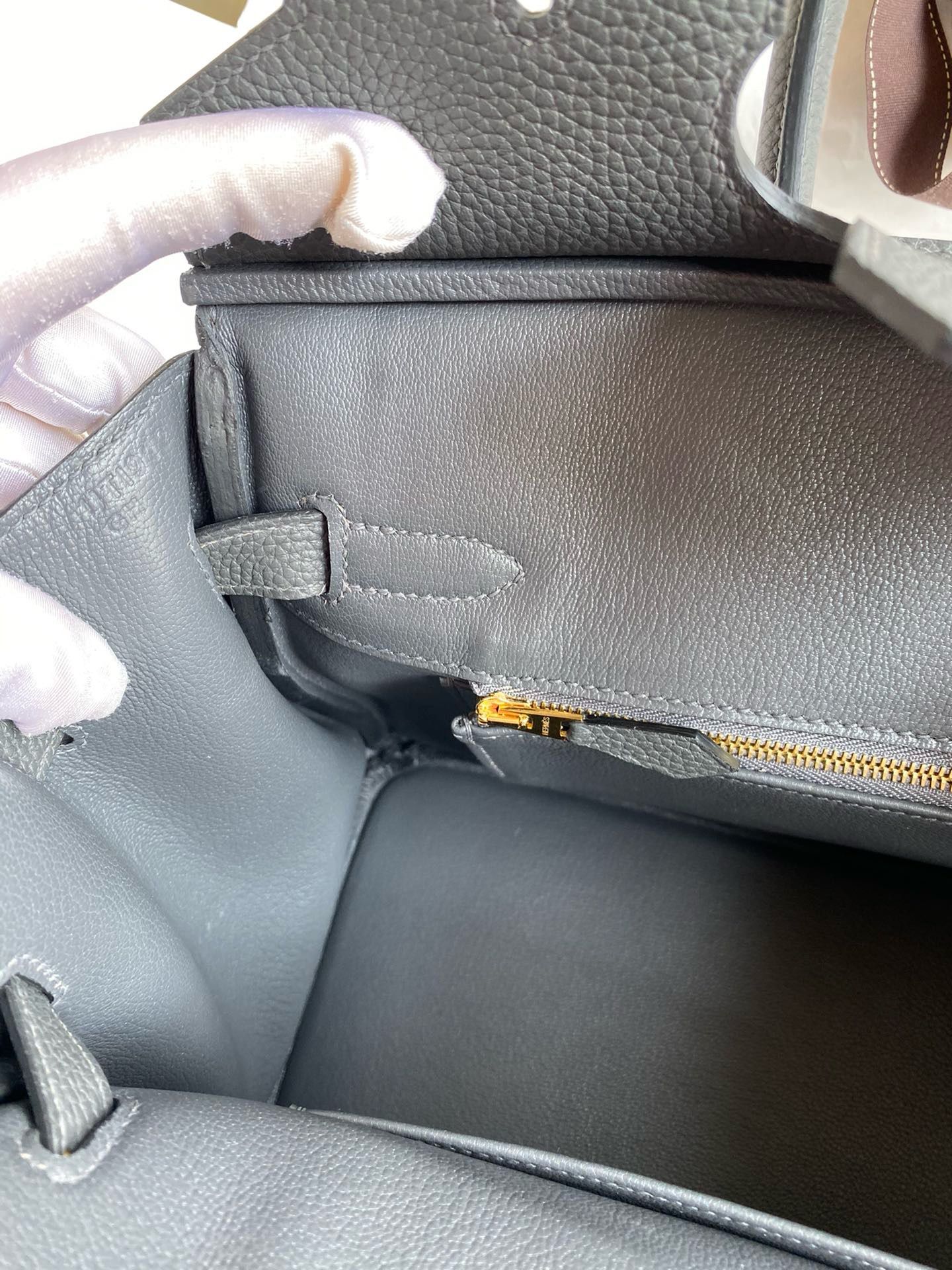 Hermes Birkin 30 Retourne Handmade Bag In Ardoise Clemence Leather - Image 10