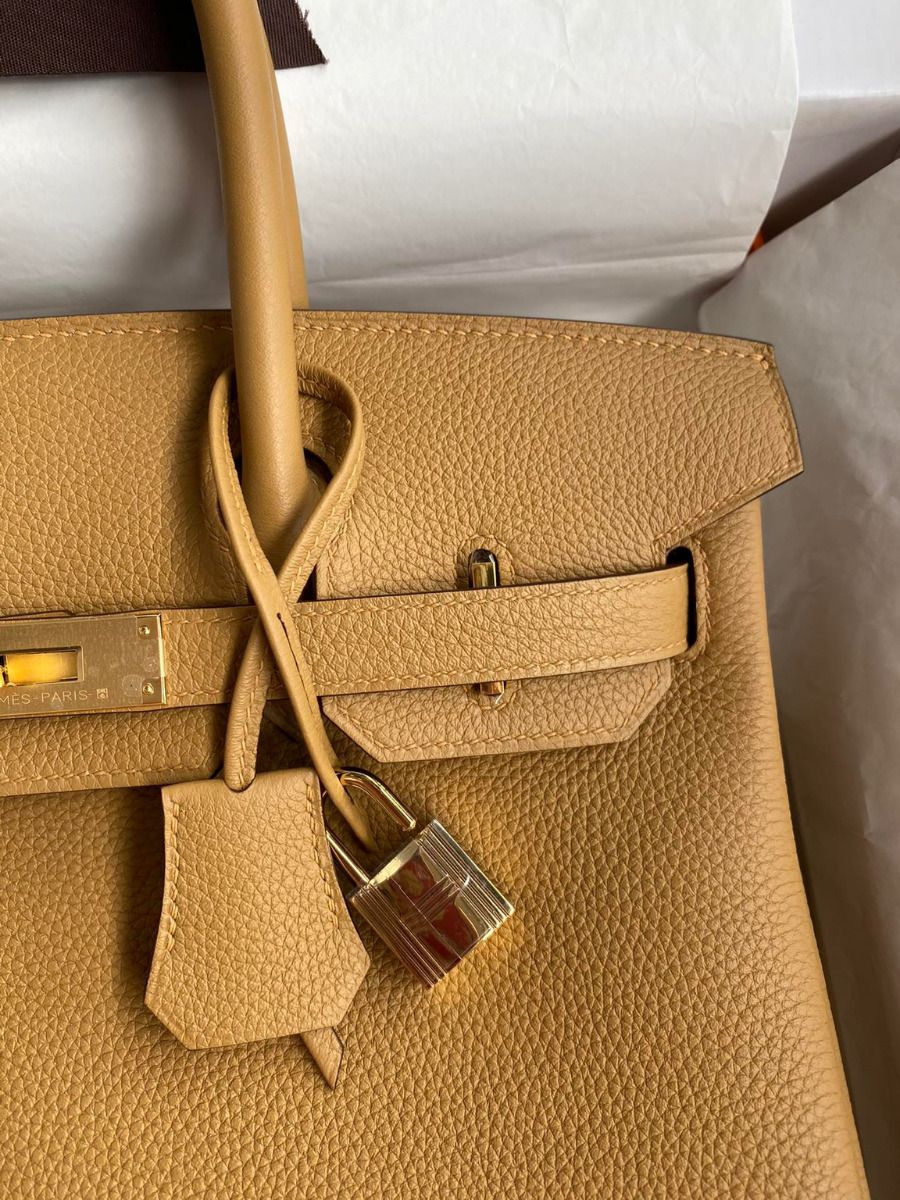 Hermes Birkin 30 Retourne Handmade Bag In Biscuit Clemence Leather - Image 4