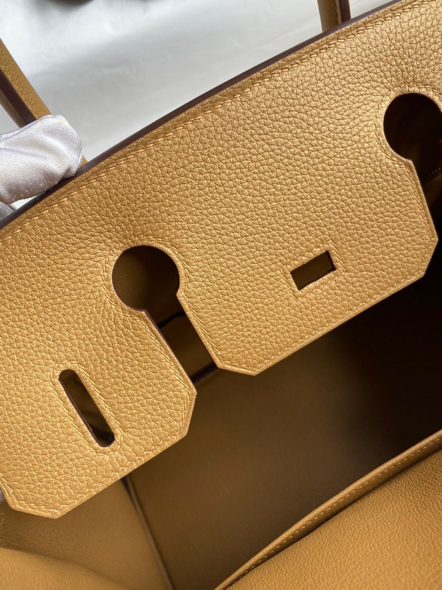 Hermes Birkin 30 Retourne Handmade Bag In Biscuit Clemence Leather - Image 8