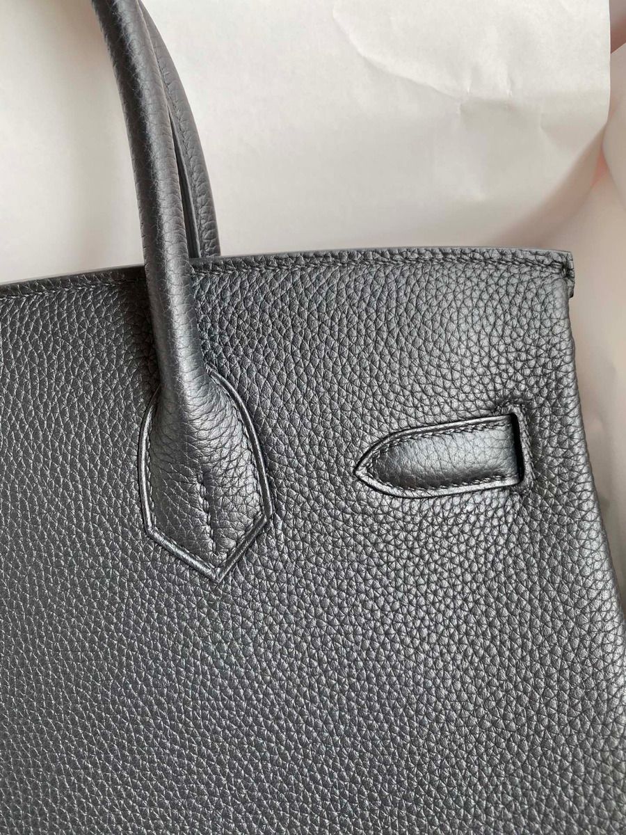 Hermes Birkin 30 Retourne Handmade Bag In Black Clemence Leather - Image 5