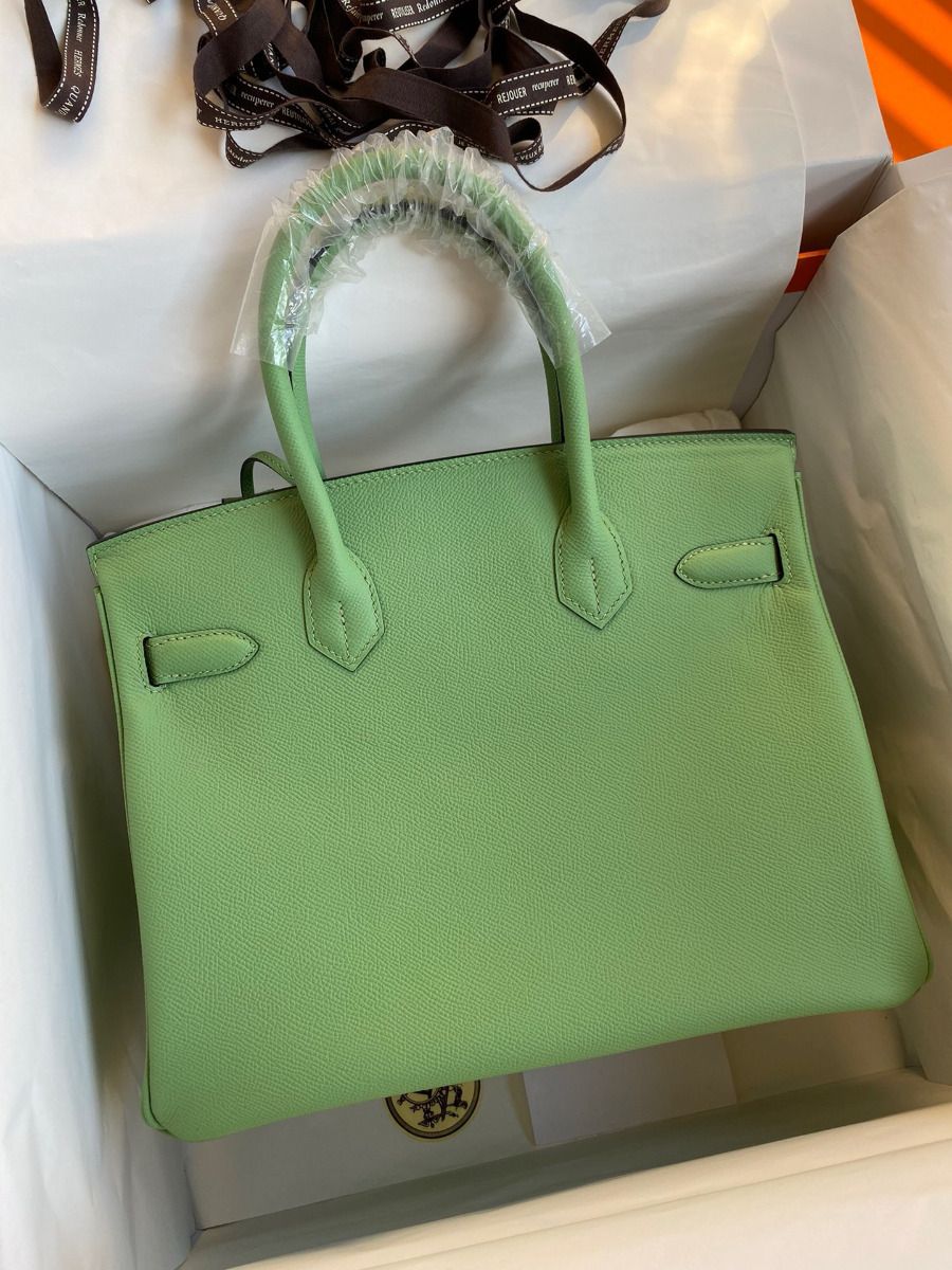Hermes Birkin 30 Retourne Handmade Bag In Vert Criquet Epsom Calfskin - Image 3