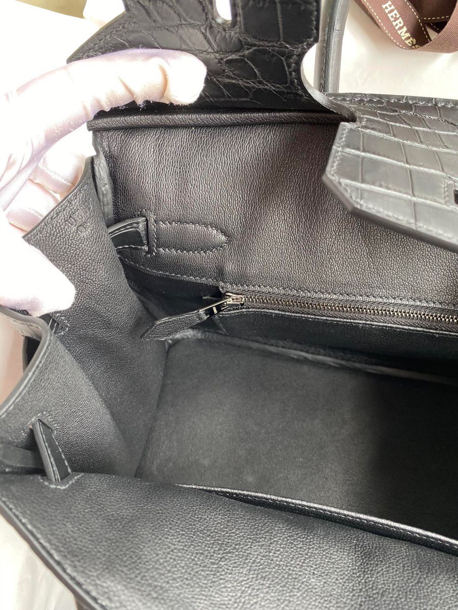 Hermes Birkin 30 Handmade Bag In Black Crocodile Niloticus Matte Skin - Image 10