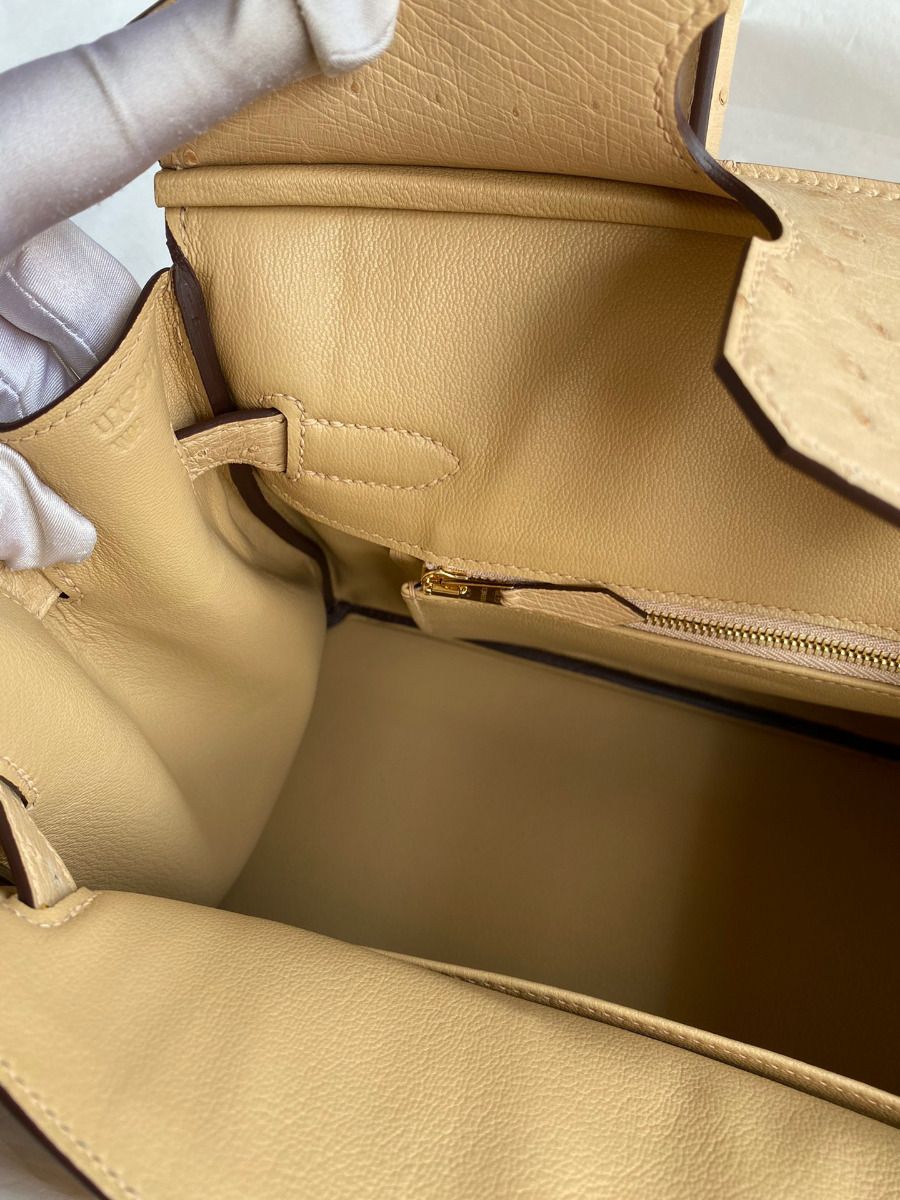 Hermes Birkin 30 Retourne Handmade Bag In Chai Ostrich Leather - Image 10