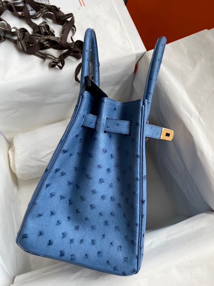 Hermes Birkin 30 Retourne Handmade Bag In Mykonos Ostrich Leather - Image 6