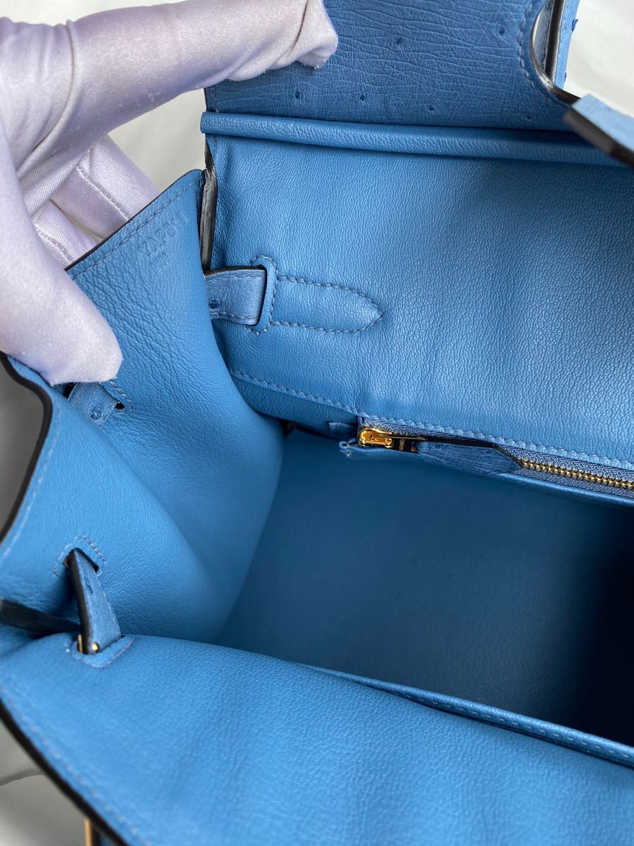 Hermes Birkin 30 Retourne Handmade Bag In Mykonos Ostrich Leather - Image 10