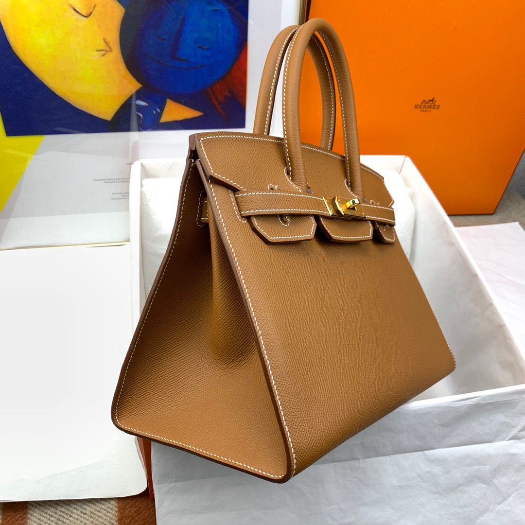 Hermes Birkin 30 Sellier Handmade Bag In Gold Epsom Calfskin - Image 7