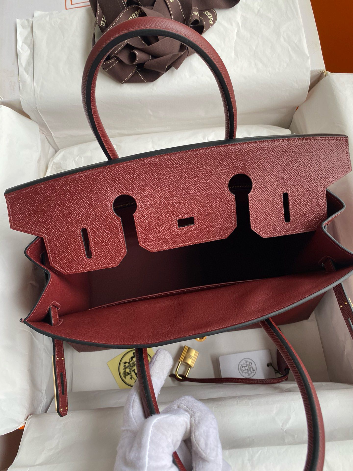Hermes Birkin 30 Sellier Handmade Bag in Rouge H Epsom Calfskin - Image 8