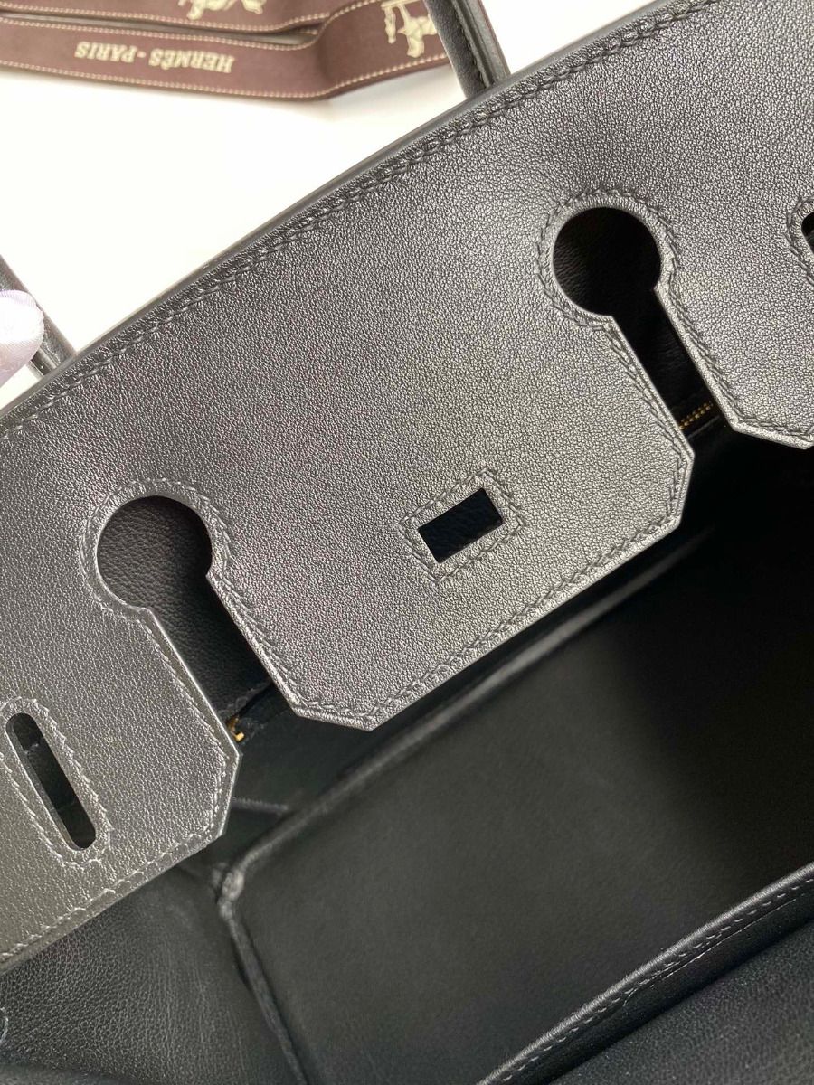 Hermes Birkin 30 Retourne Handmade Bag In Black Swift Leather - Image 10