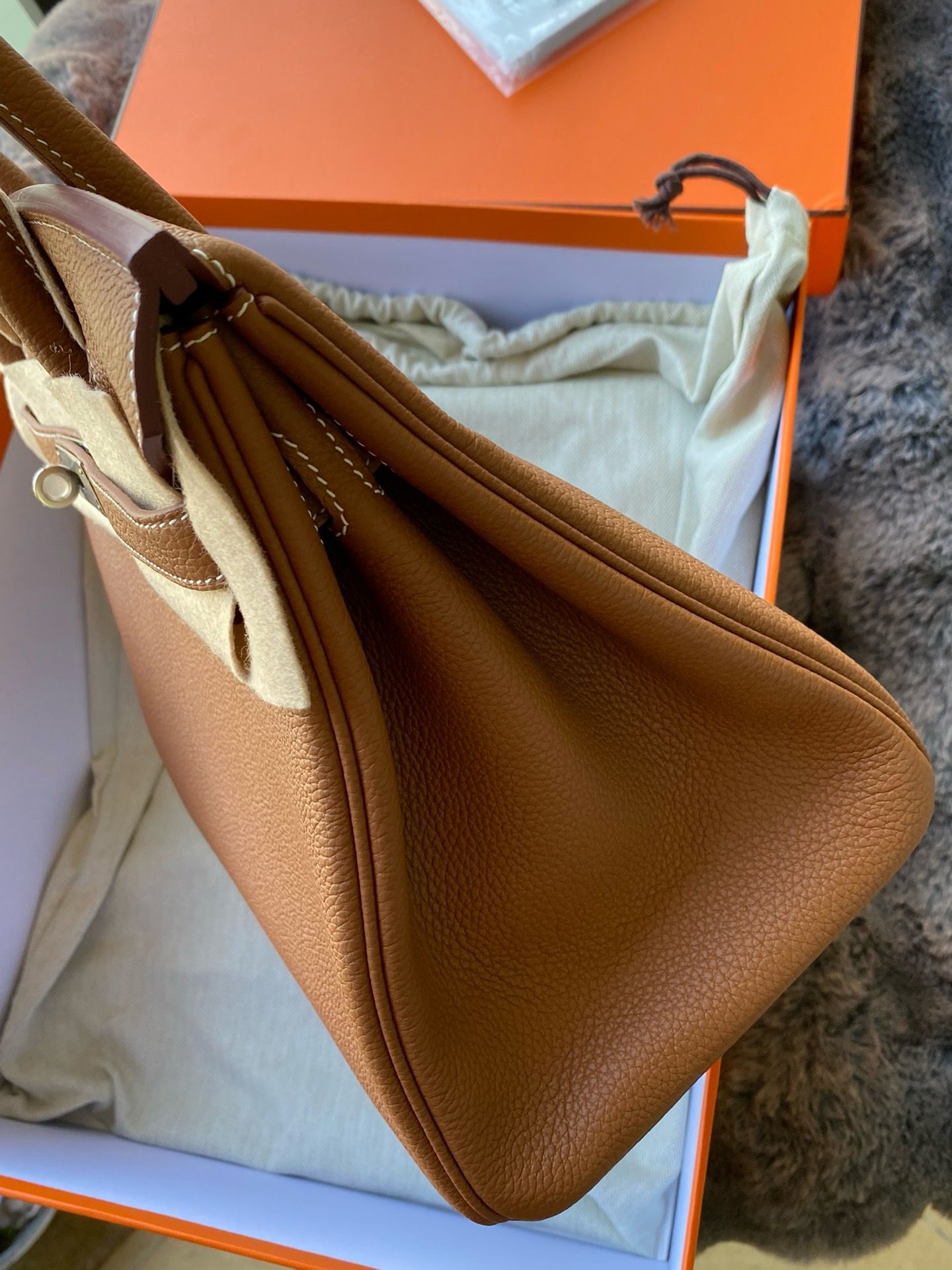 Hermes Birkin 30 Retourne Handmade Bag in Gold Togo Leather - Image 5