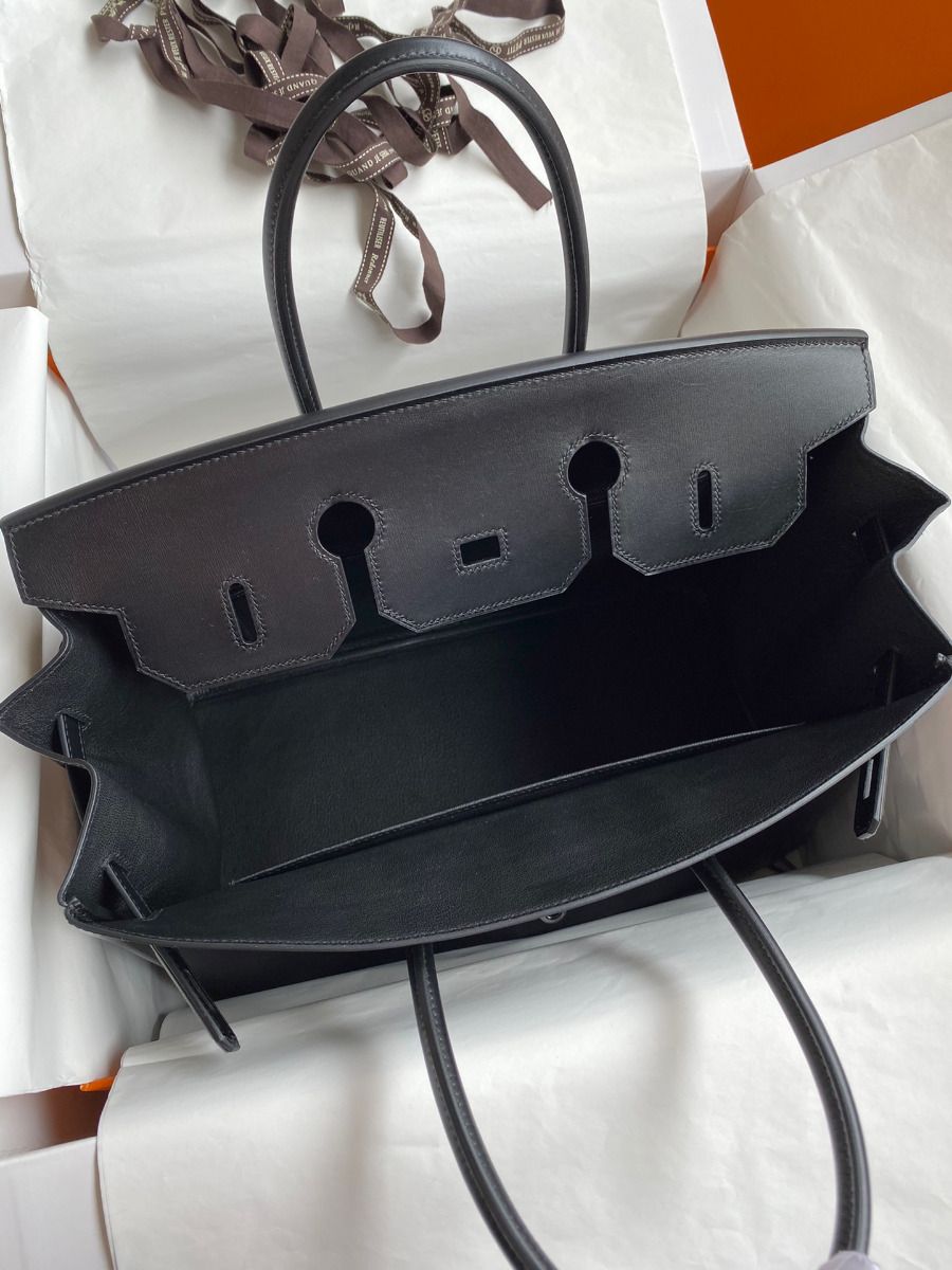 Hermes Birkin 35 Retourne Handmade Bag In Black Box Calfskin - Image 6