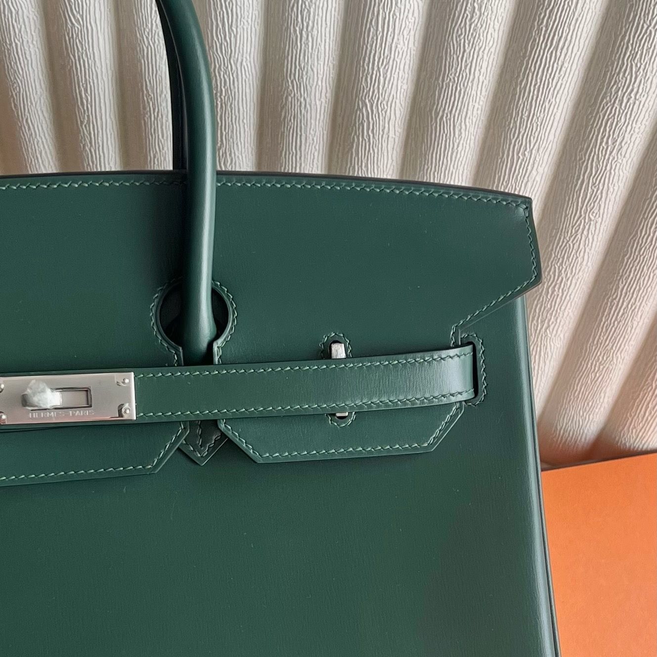 Hermes Birkin 35 Retourne Handmade Bag in Vert Fonce Box Calfskin - Image 3