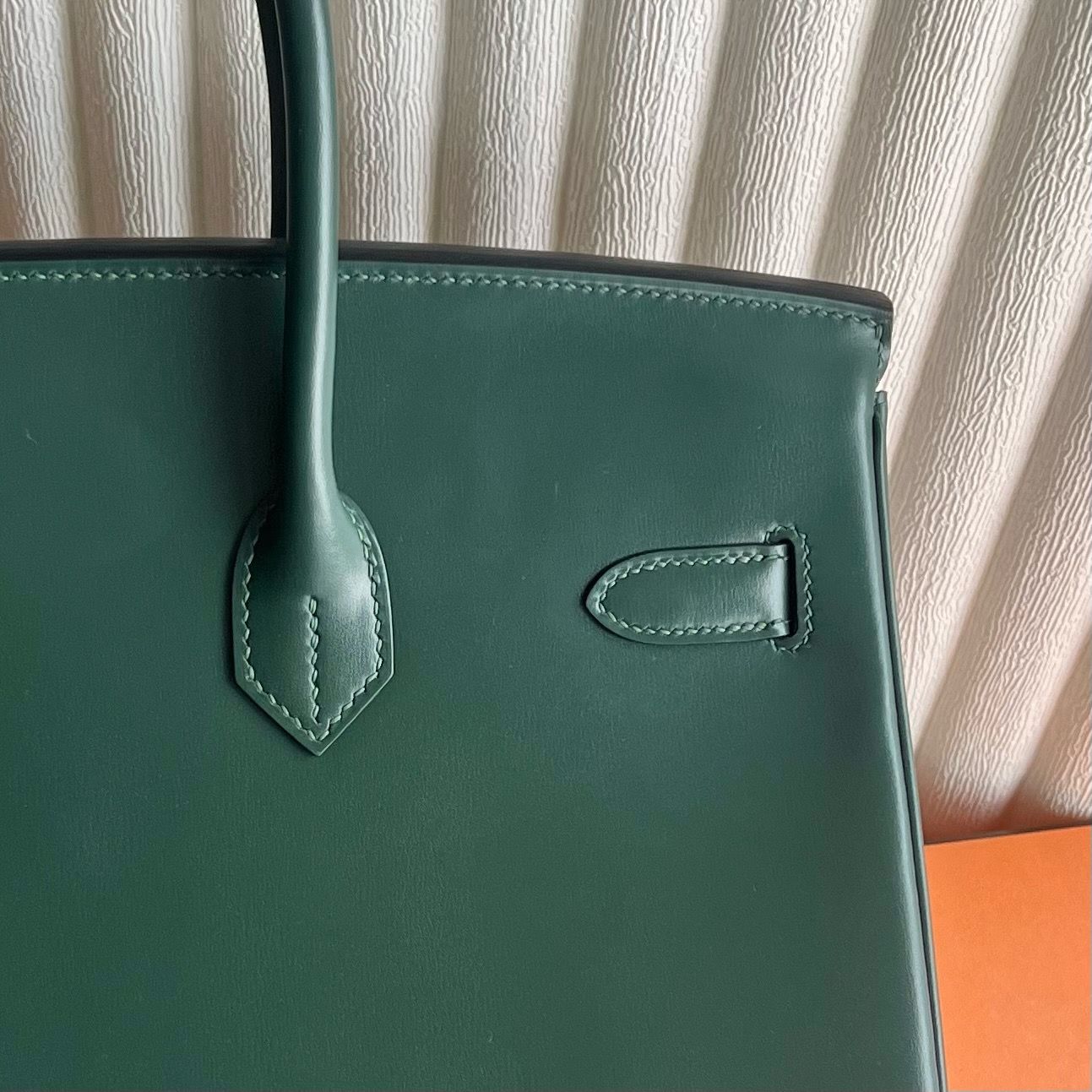 Hermes Birkin 35 Retourne Handmade Bag in Vert Fonce Box Calfskin - Image 5
