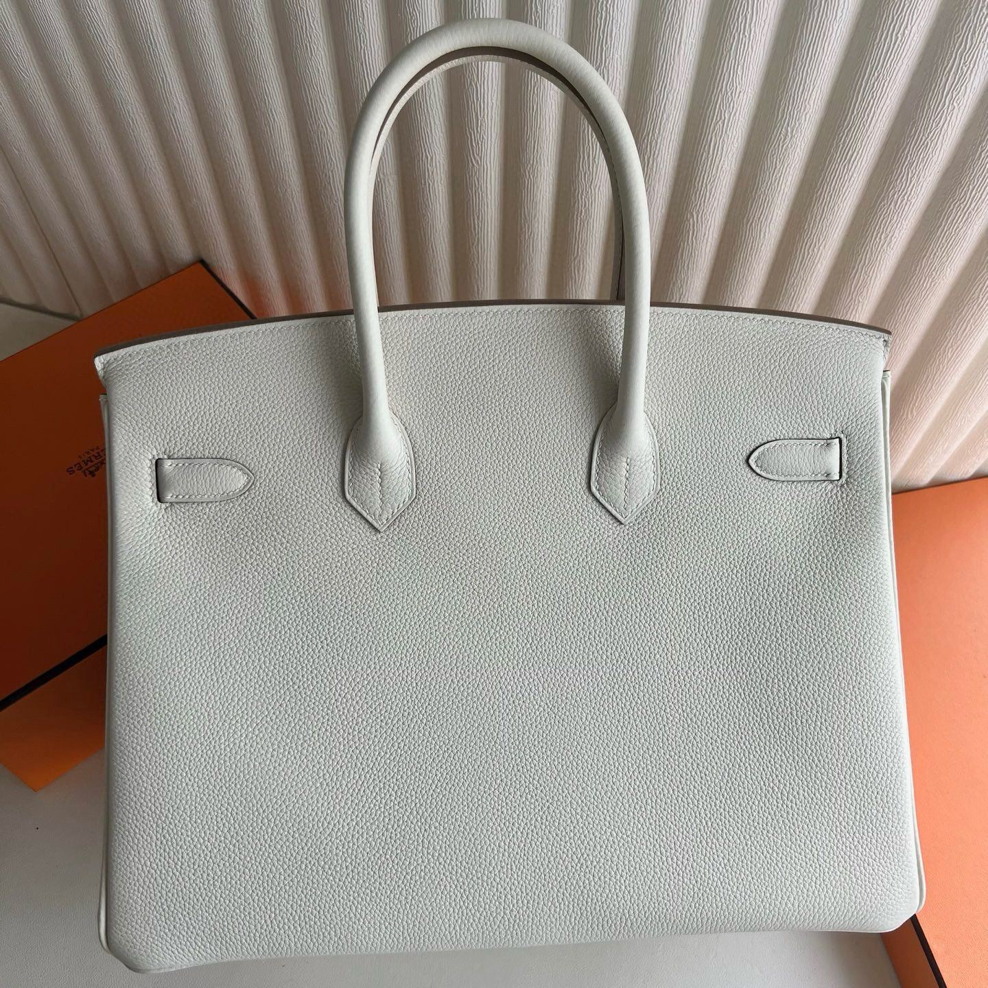 Hermes Birkin 35 Retourne Handmade Bag in Mushroom Clemence Leather - Image 5