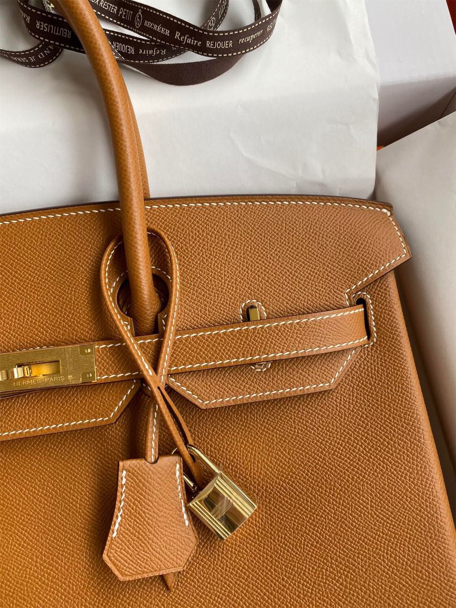 Hermes Birkin 35 Retourne Handmade Bag In Gold Epsom Calfskin - Image 4