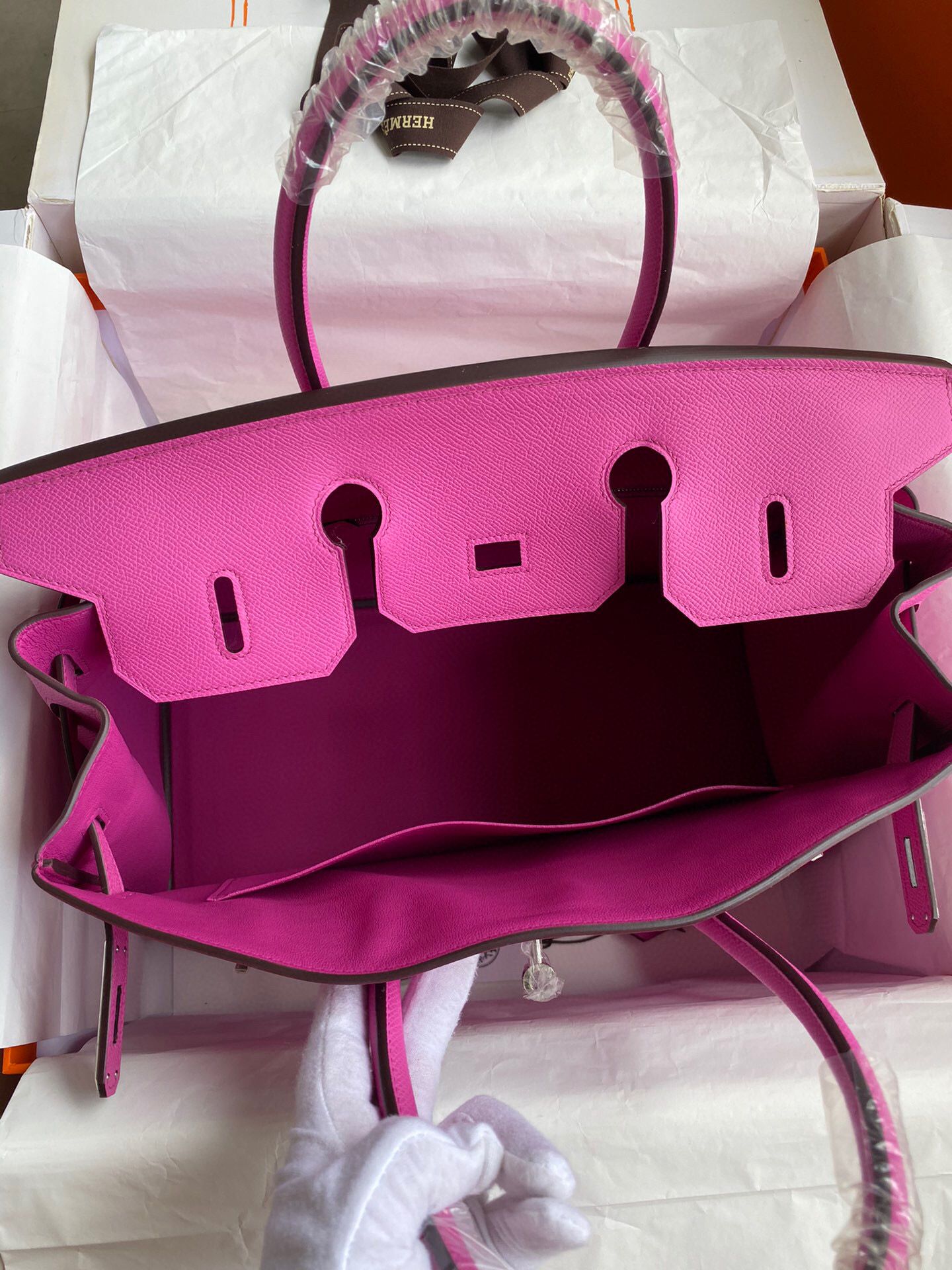 Hermes Birkin 35 Retourne Handmade Bag in Rose Magnolia Epsom Calfskin - Image 8