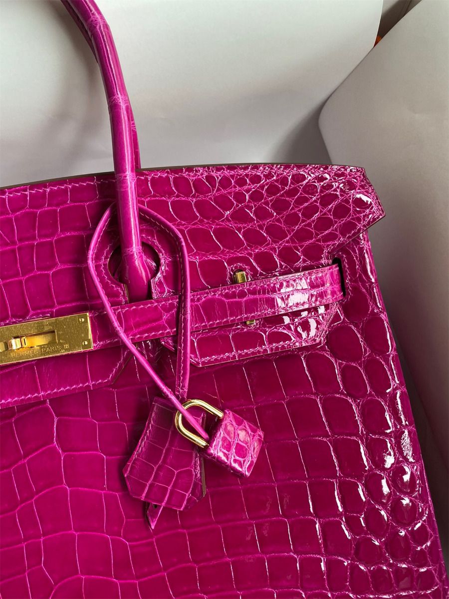 Hermes Birkin 35 Handmade Bag In Rose Scheherazade Crocodile Niloticus Shiny Skin - Image 4