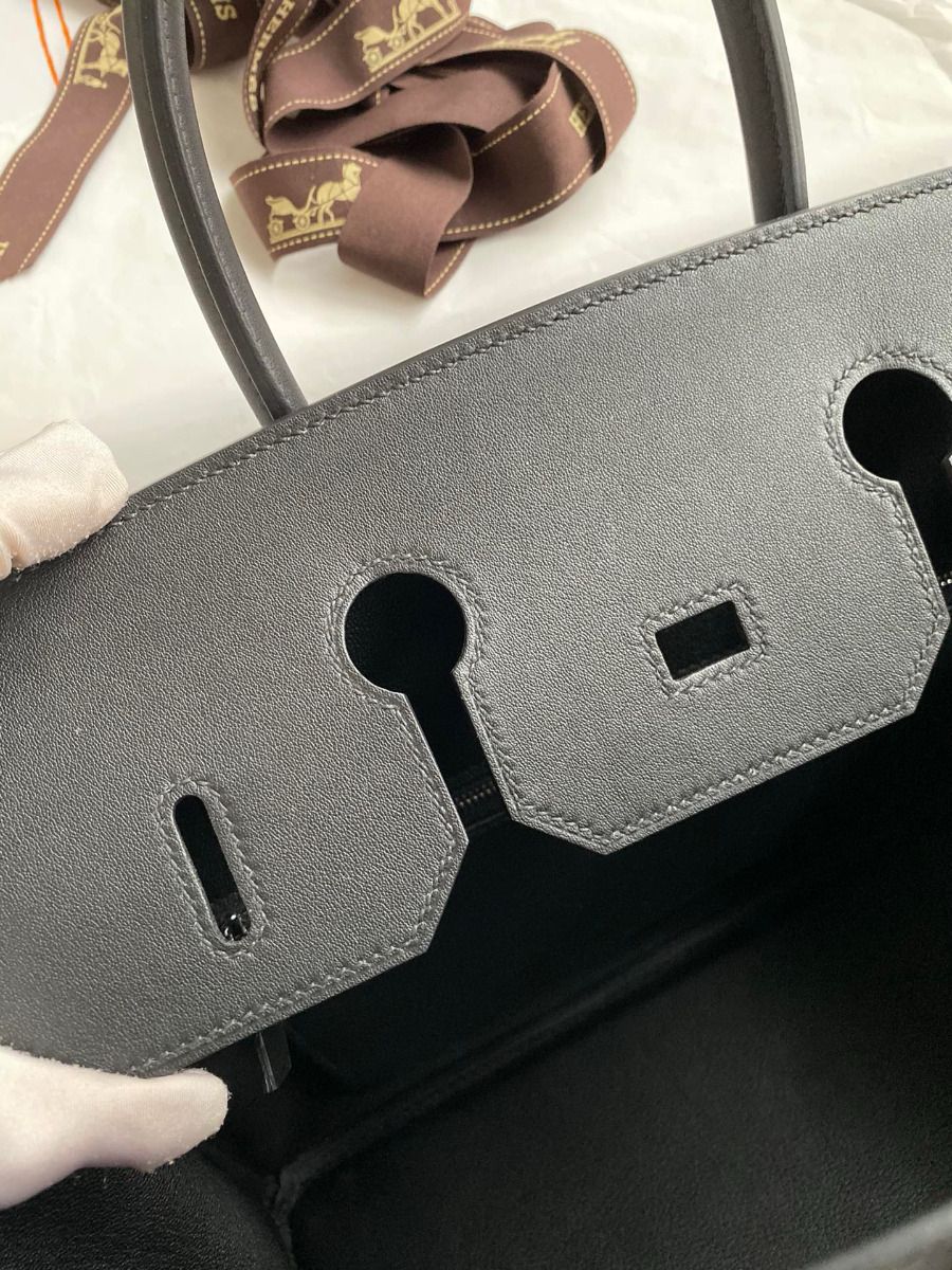 Hermes Birkin 35 Retourne Handmade Bag in Black Swift Leather - Image 9