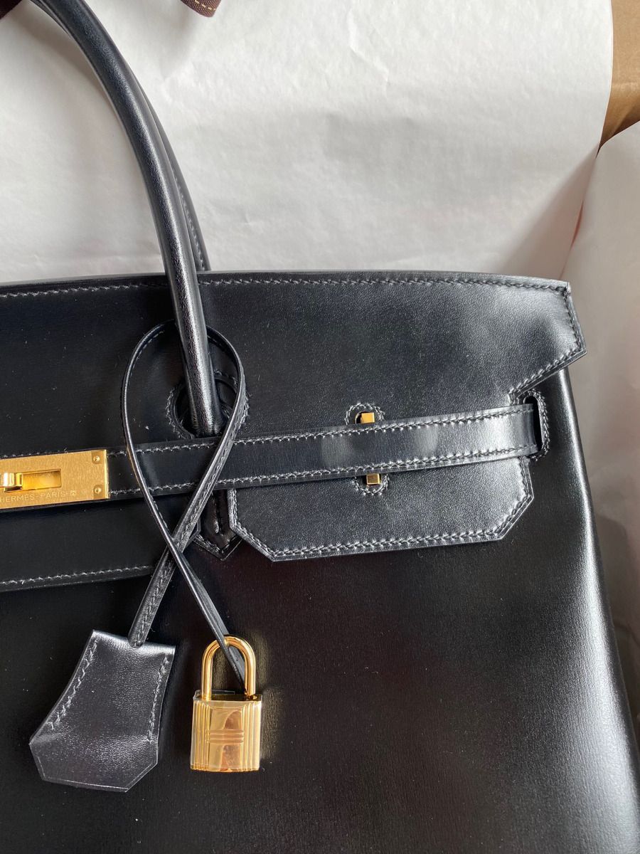 Hermes Birkin 40 Retourne Handmade Bag In Black Box Calfskin - Image 4