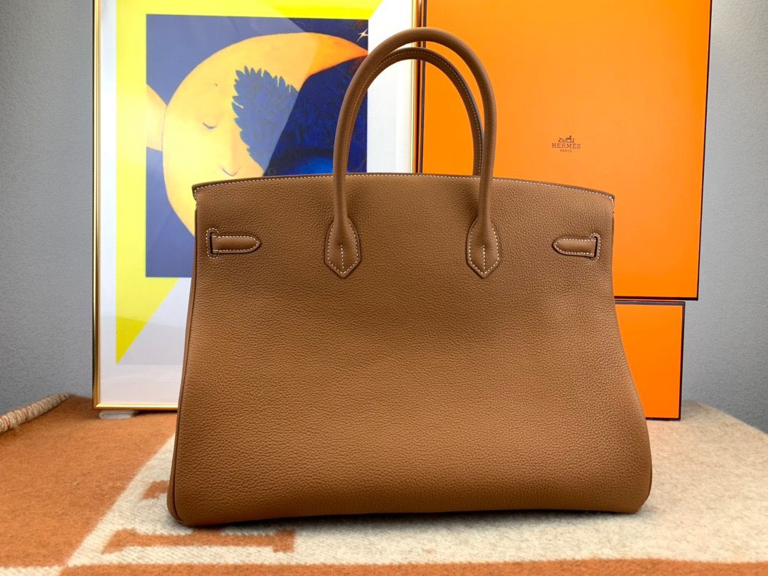 Hermes Birkin 40 Handmade Bag In Gold Clemence Leather - Image 3