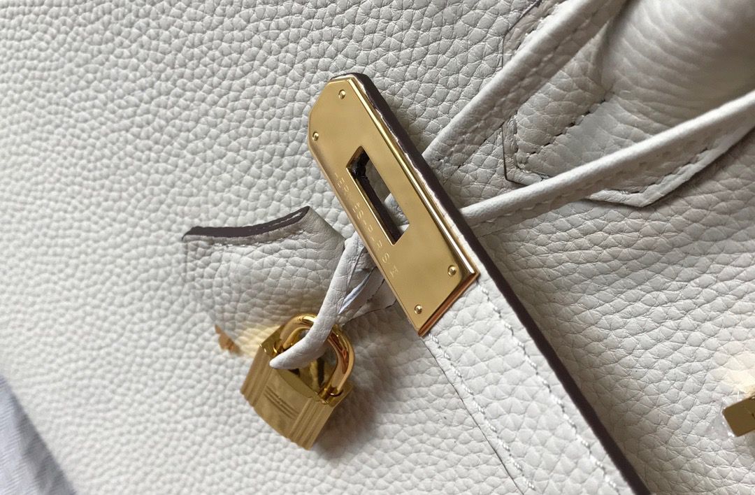 Hermes Birkin 40 Handmade Bag In White Clemence Leather - Image 8