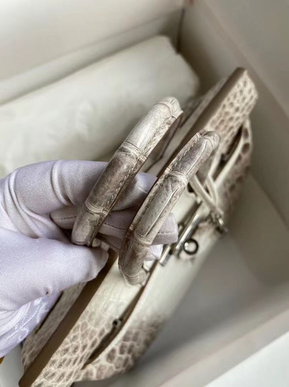 Hermes Diamond Birkin 25cm In Himalaya Niloticus Crocodile Skin - Image 7