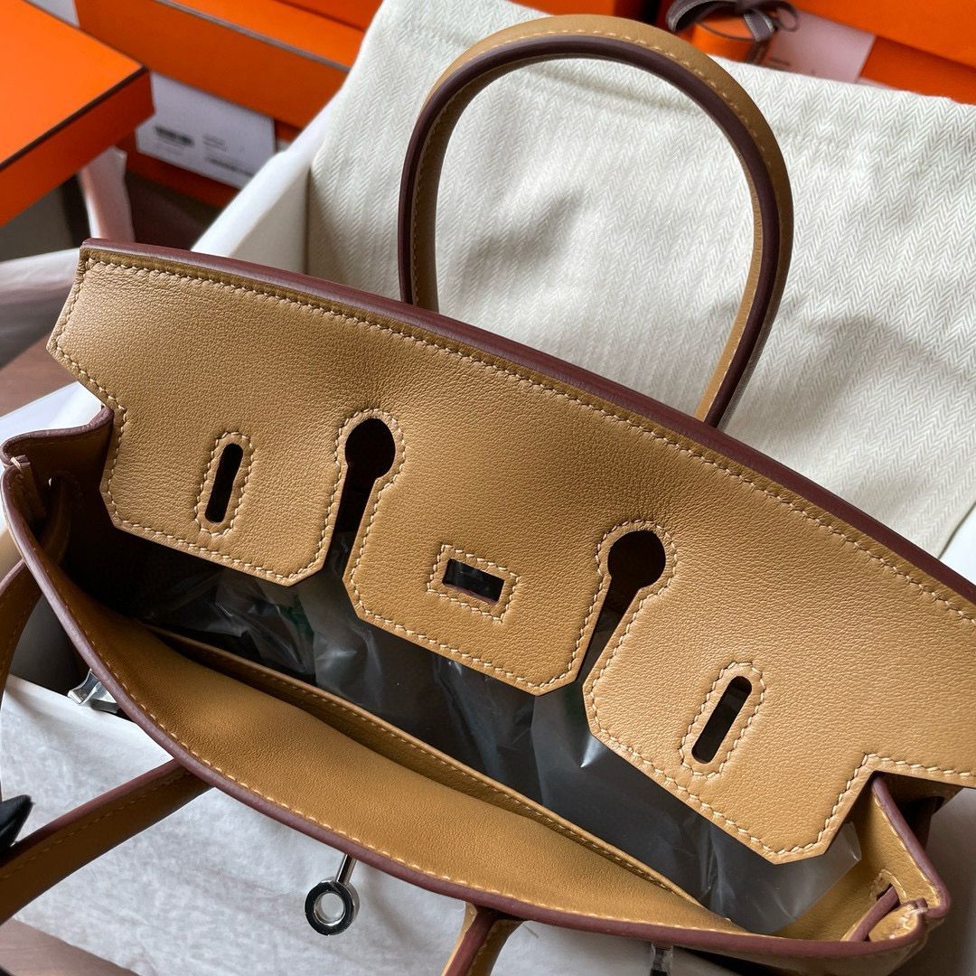 Hermes Birkin Inside Out 25 Bag in Biscuit Swift Calfskin - Image 10