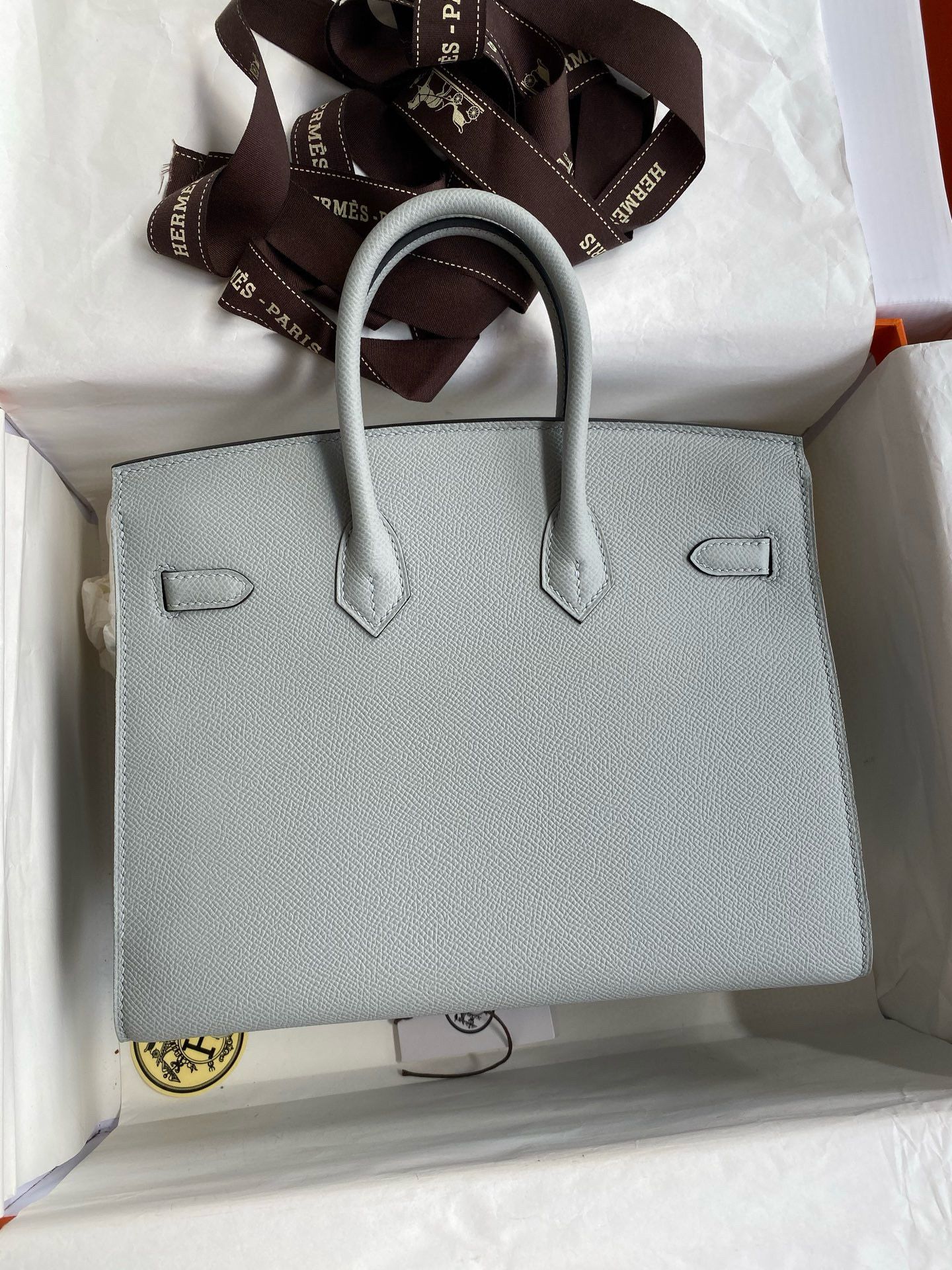 Hermes Birkin 25 Sellier Handmade Bag in Blue Glacier Epsom Calfskin - Image 3