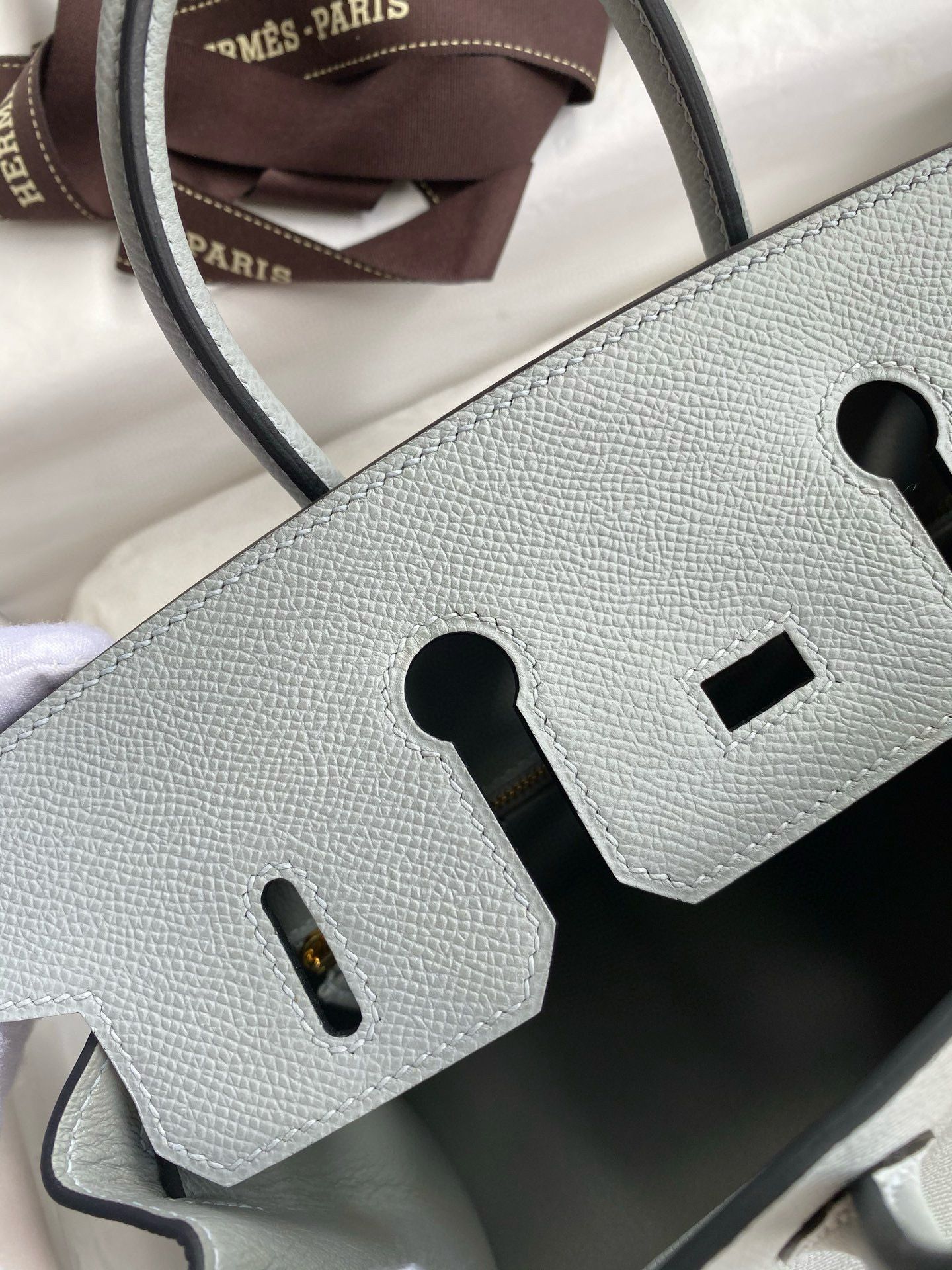 Hermes Birkin 25 Sellier Handmade Bag in Blue Glacier Epsom Calfskin - Image 8