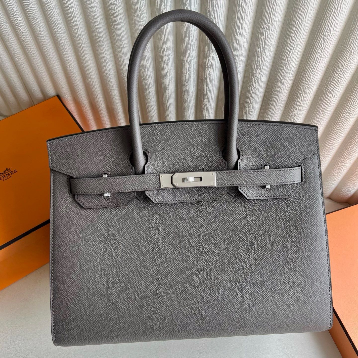 Hermes Birkin 30 Sellier Handmade Bag in Etain Epsom Calfskin