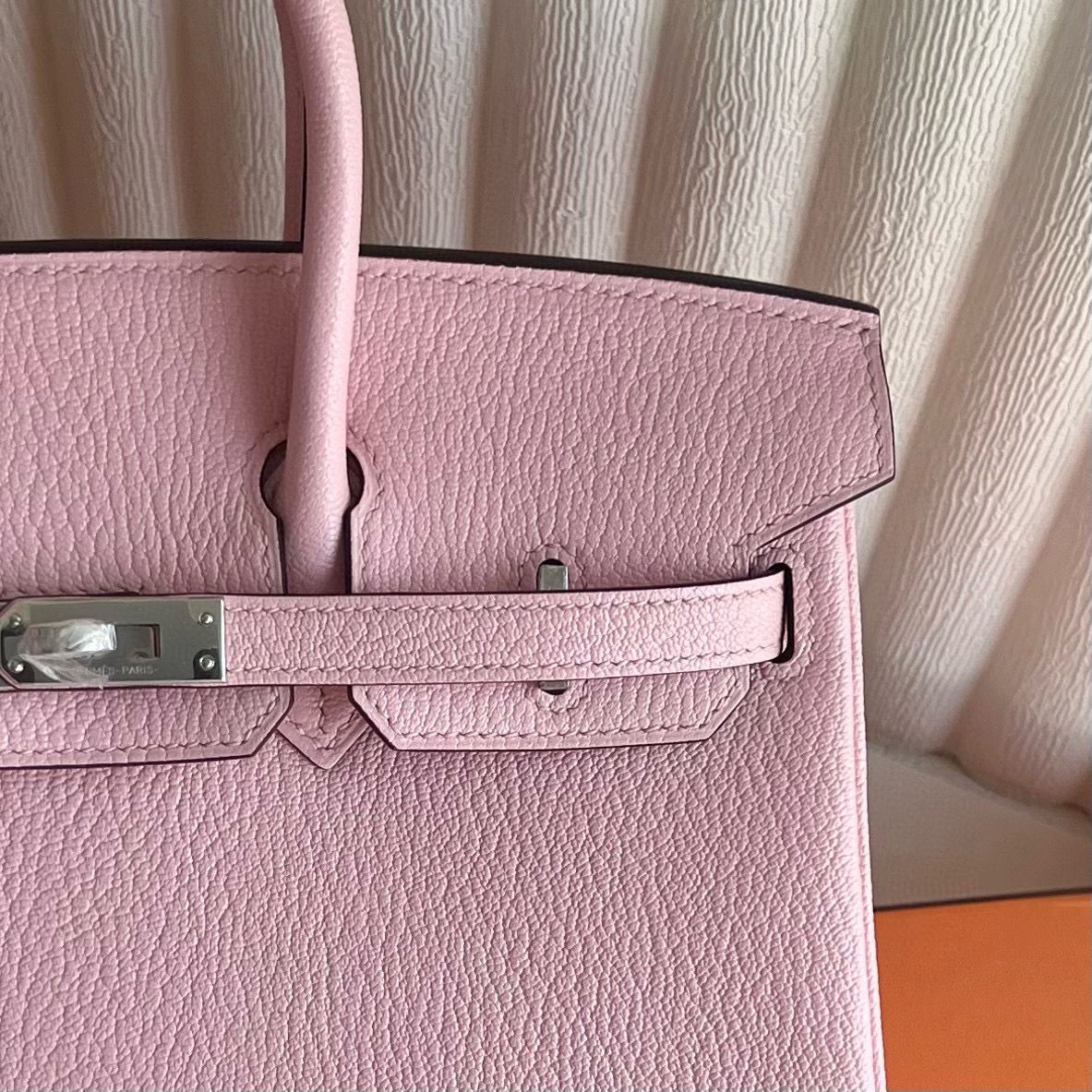 Hermes Birkin 25 Verso Retourne Handmade Bag in Pink Chevre Mysore Goatskin - Image 3