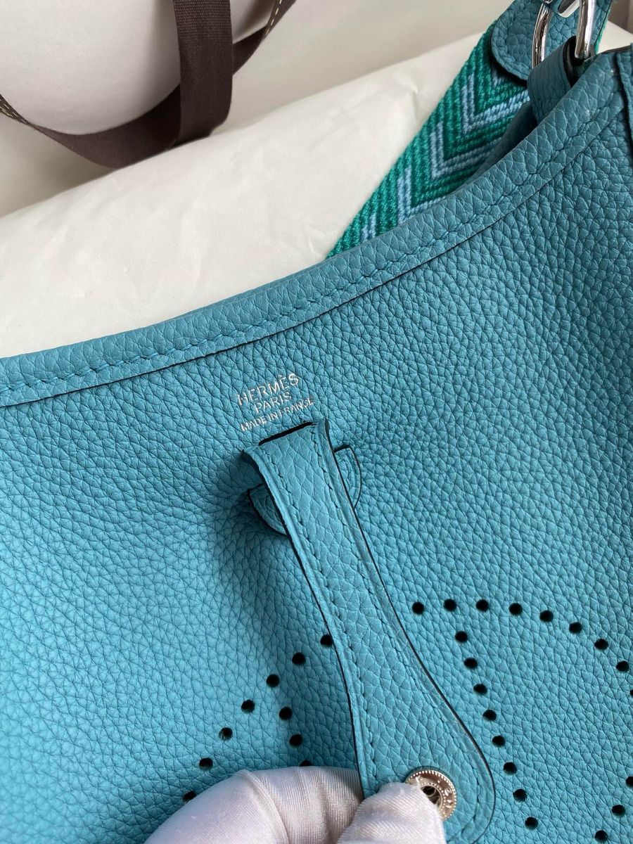 Hermes Evelyne Mini Handmade Bag in Blue du Nord Clemence Leather - Image 5