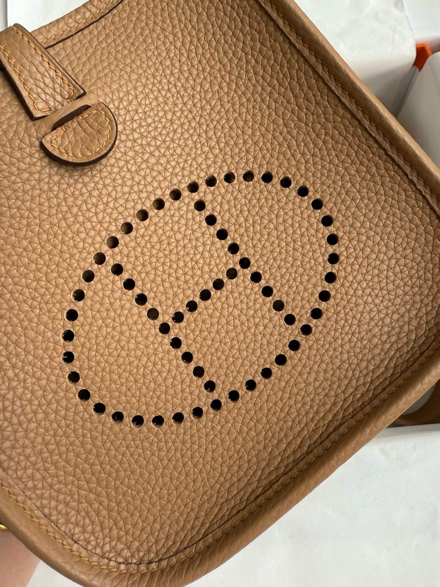 Hermes Evelyne Mini Handmade Bag in Chai Clemence Leather - Image 6