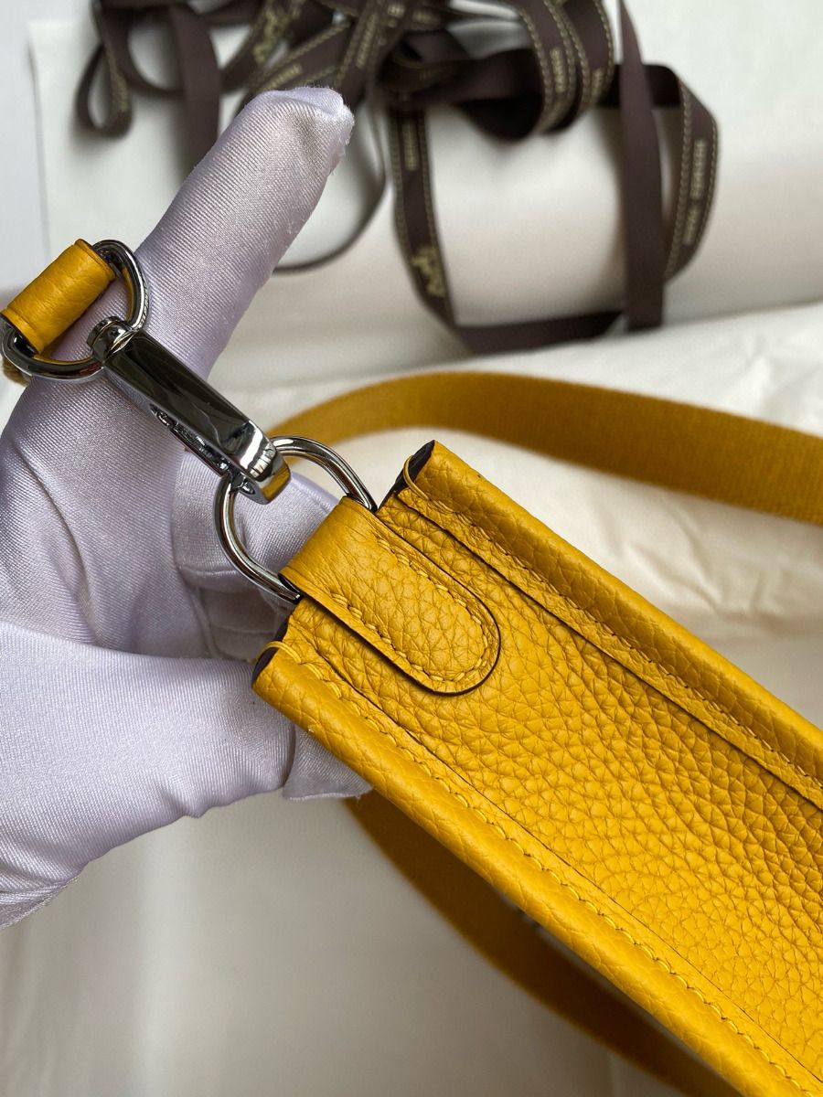 Hermes Evelyne Mini Handmade Bag in Jaune Clemence Leather - Image 6