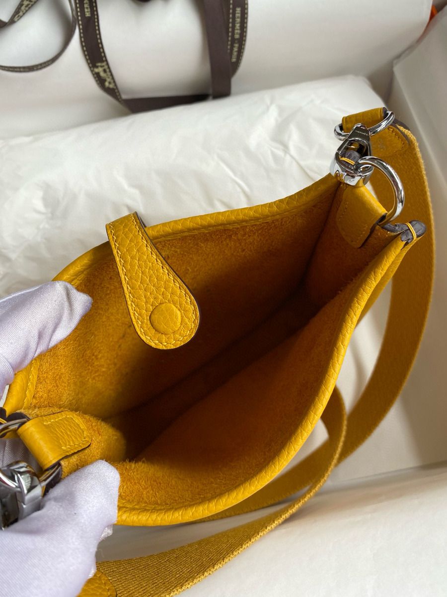 Hermes Evelyne Mini Handmade Bag in Jaune Clemence Leather - Image 9