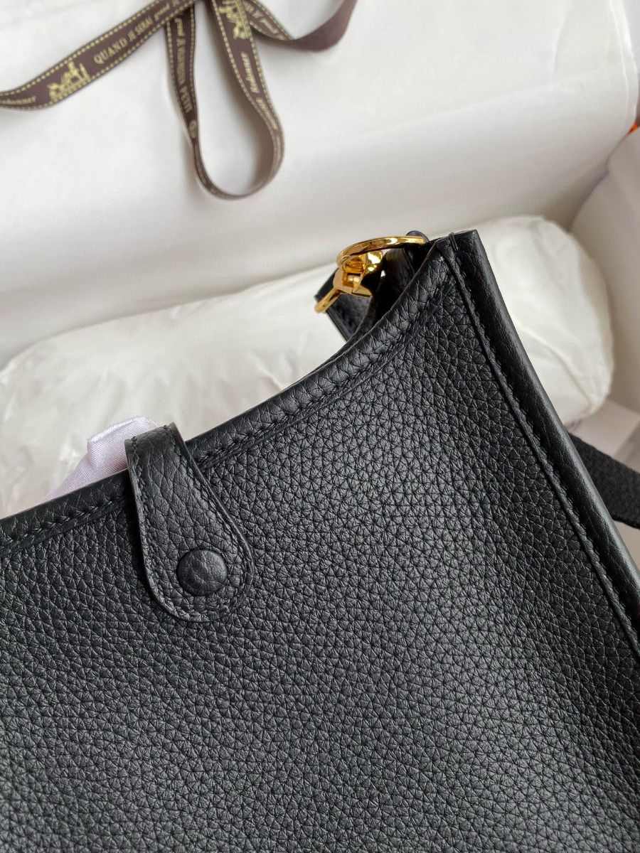 Hermes Evelyne Mini Handmade Bag in Black Clemence Leather - Image 9