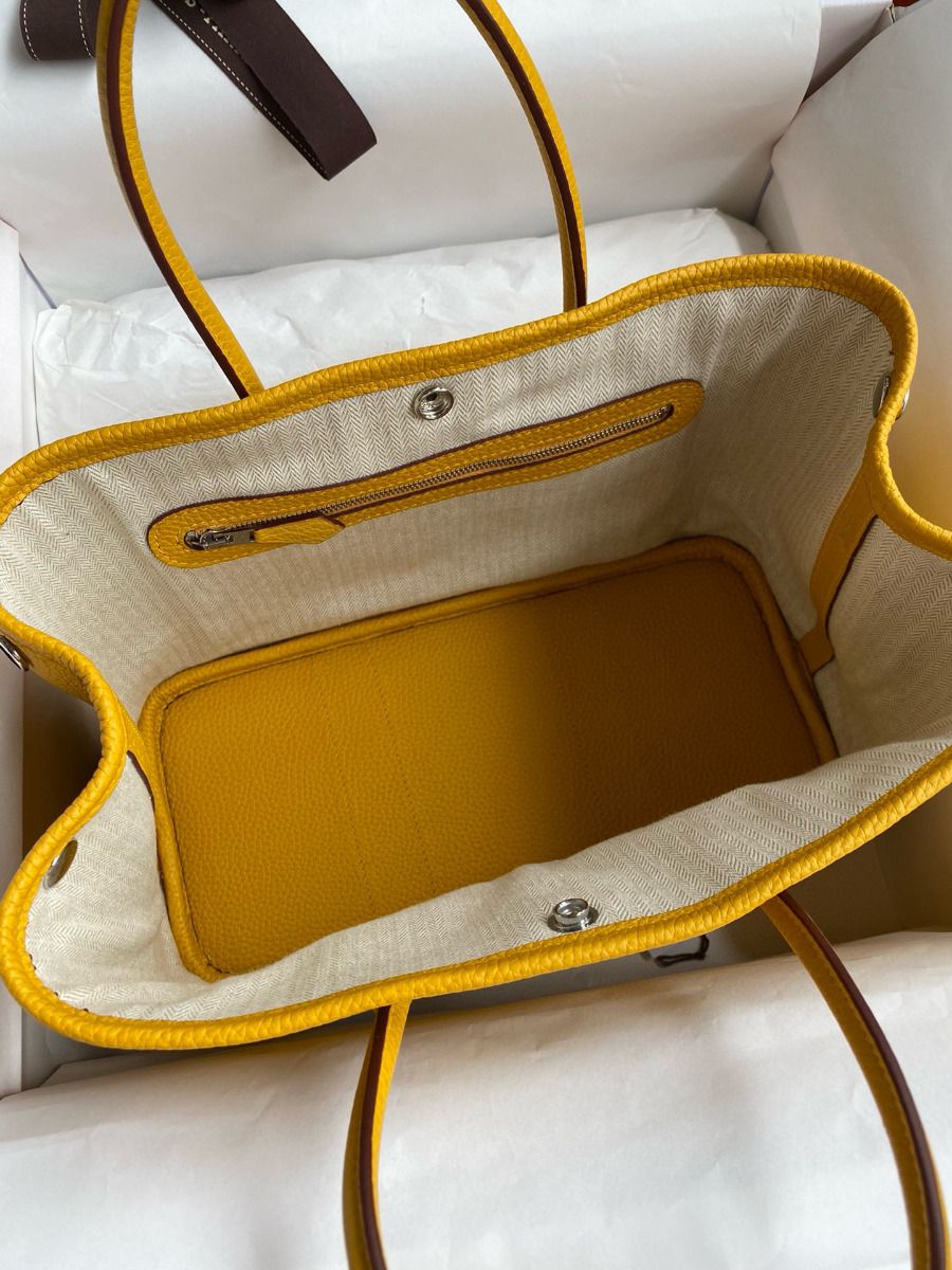 Hermes Garden Party 30 Handmade Bag in Jaune Ambre Clemence Leather - Image 9