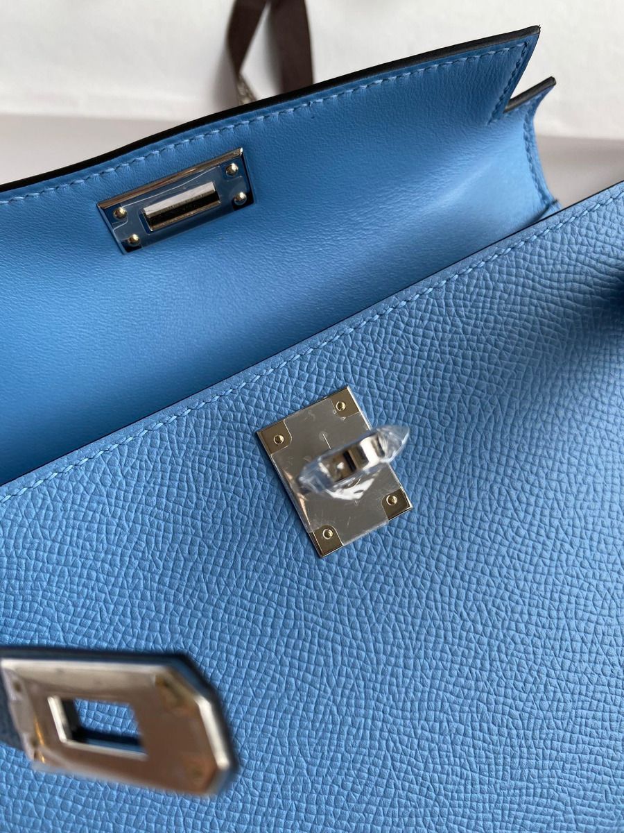 Hermes Kelly Mini II Sellier Handmade Bag In Blue Paradise Epsom Calfskin - Image 9